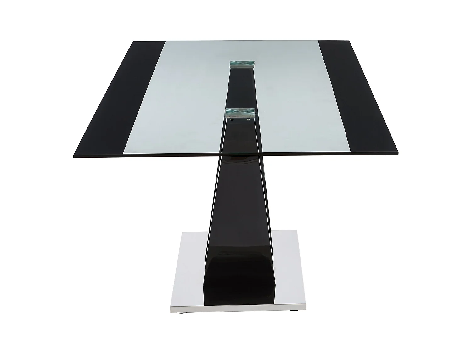 Table à manger 8 personnes en verre trempé, MDF et acier inoxydable - Noir - MEZZO II