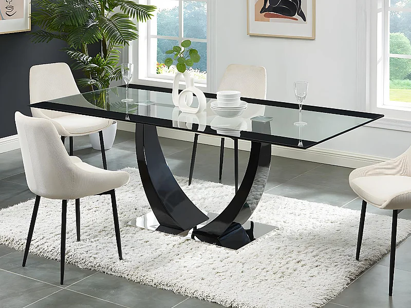 Esstisch - 8 Personen - MDF & Glas - Schwarz - MEZZO