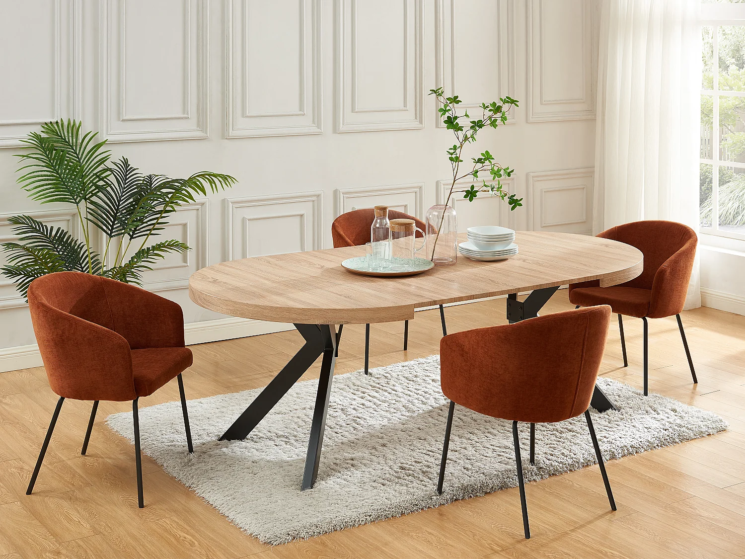 Conjunto de 2 cadeiras com apoios de braços em tecido e metal terracota - MORONI de Pascal MORABITO