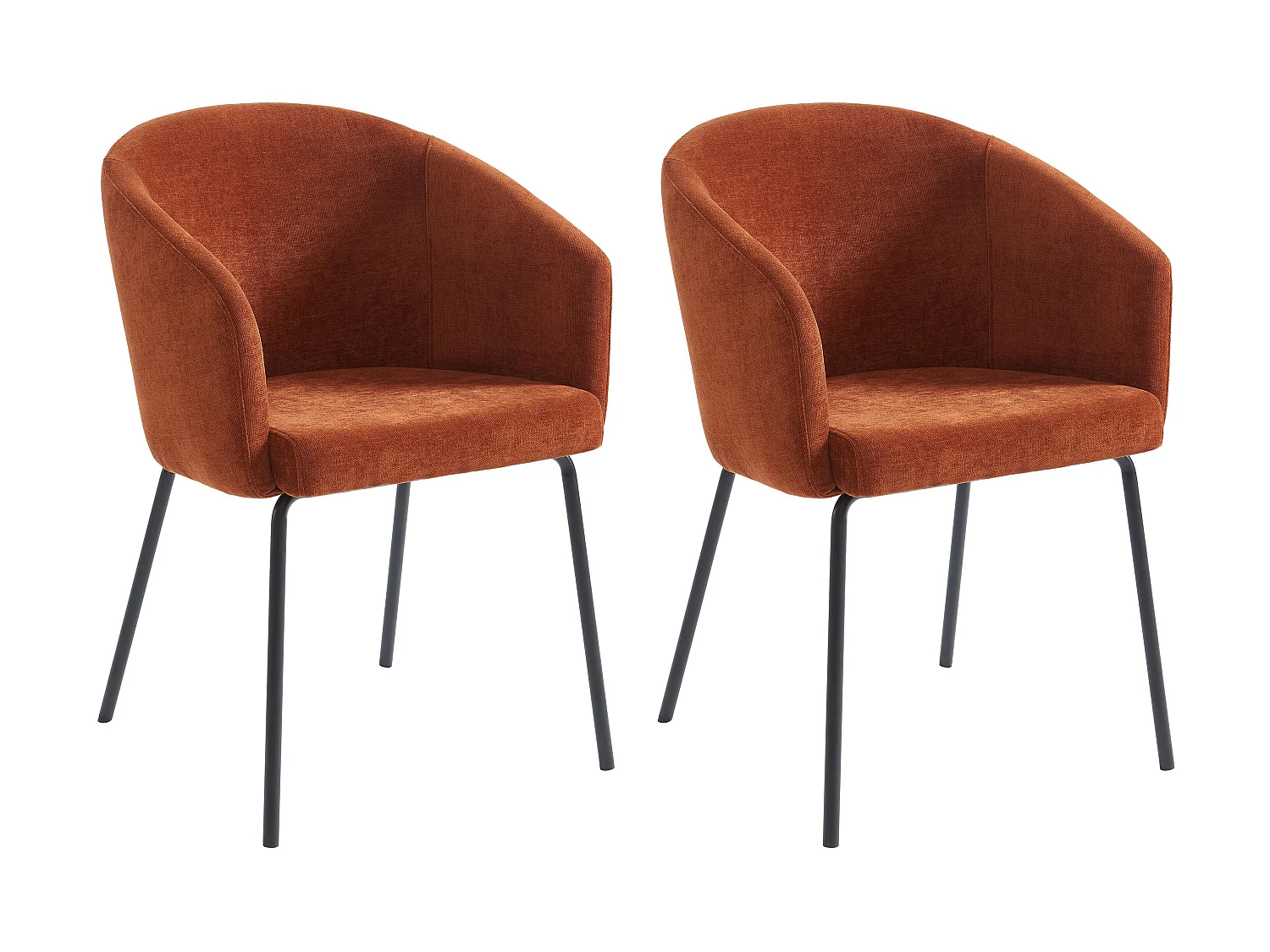 Lot de 2 chaises avec accoudoirs en tissu et métal - Terracotta - MORONI de Pascal MORABITO