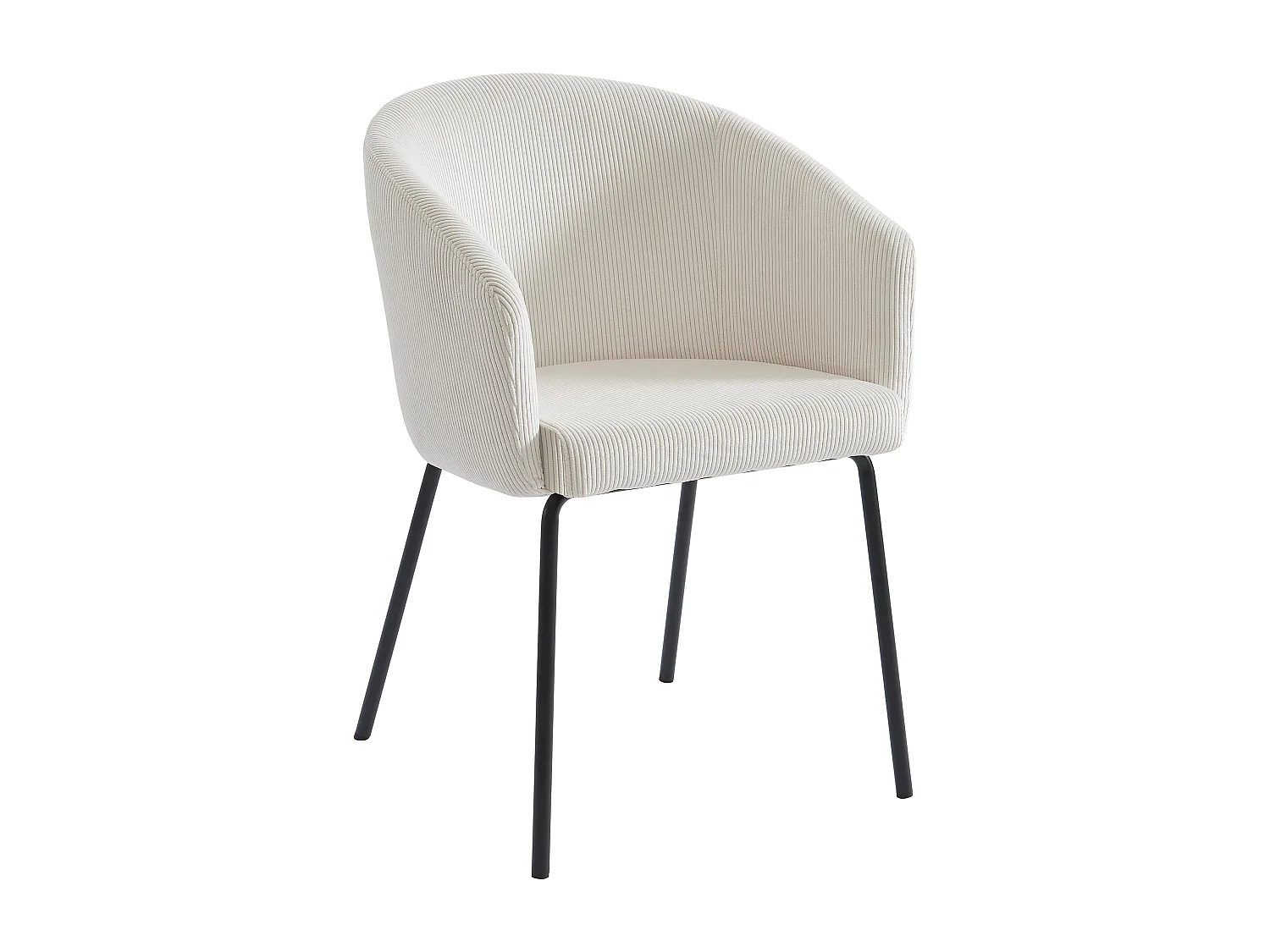 Set van 2 stoelen met armleuningen van ribfluweel en metaal - Crèmewit - MORONI van Pascal MORABITO