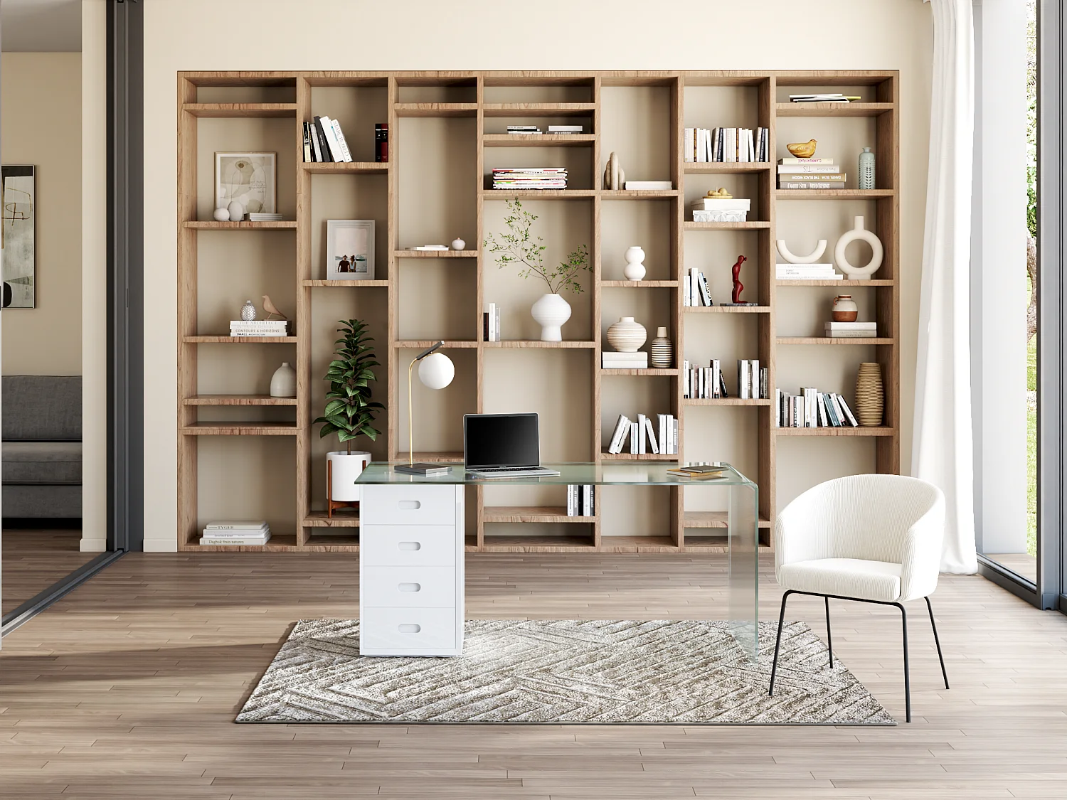 Set van 2 stoelen met armleuningen van ribfluweel en metaal - Crèmewit - MORONI van Pascal MORABITO