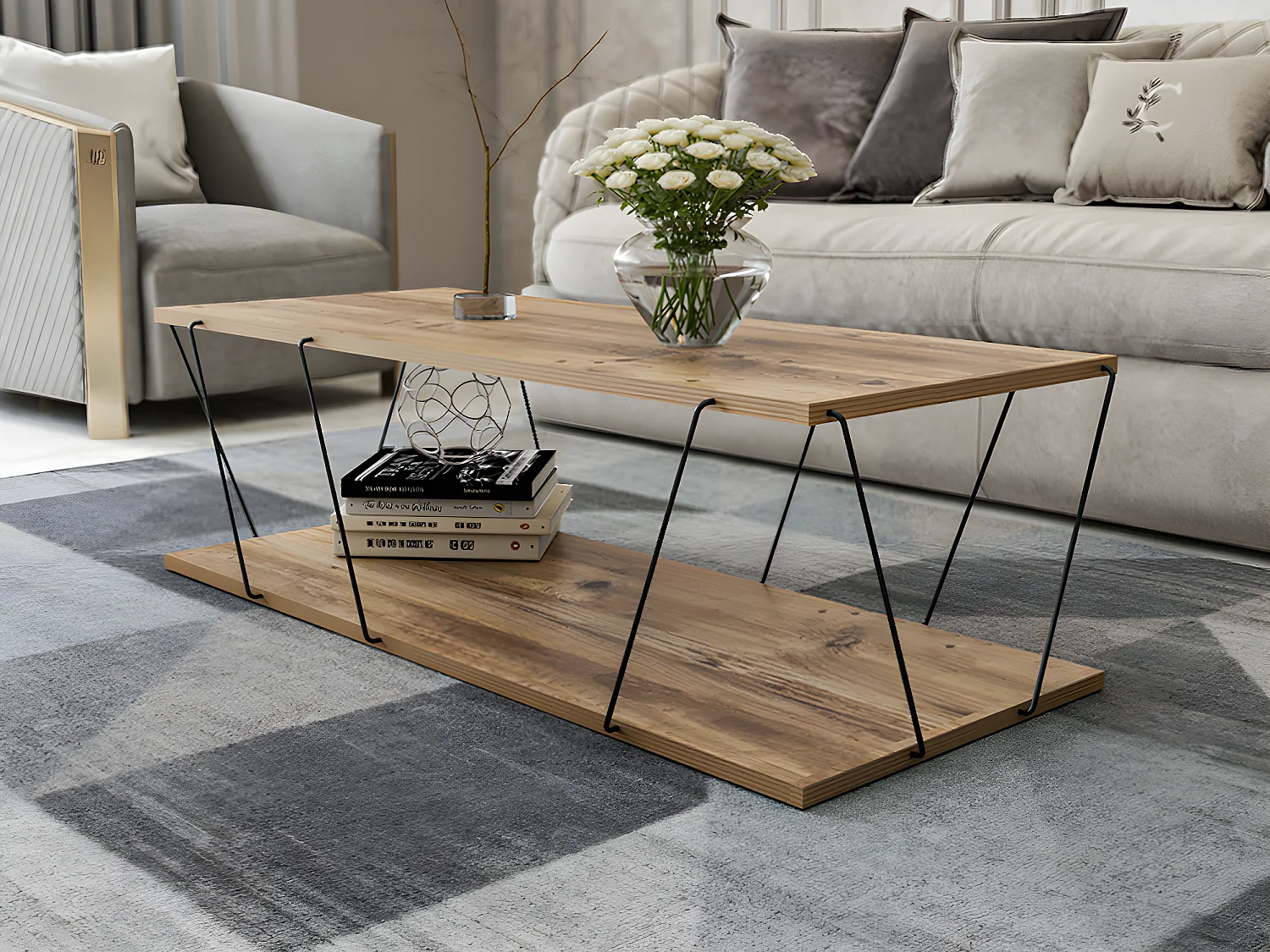 Table basse - Naturel et noir - DELORY