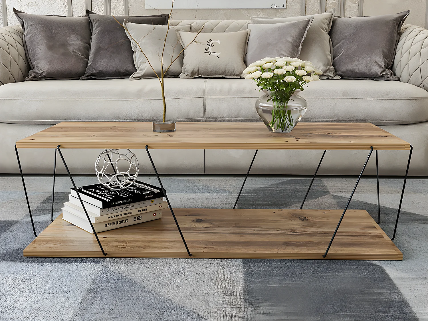 Table basse - Naturel et noir - DELORY