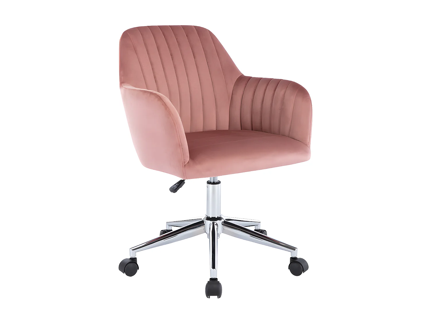 Chaise de bureau - Velours - Rose et argenté - Hauteur réglable - ELEANA
