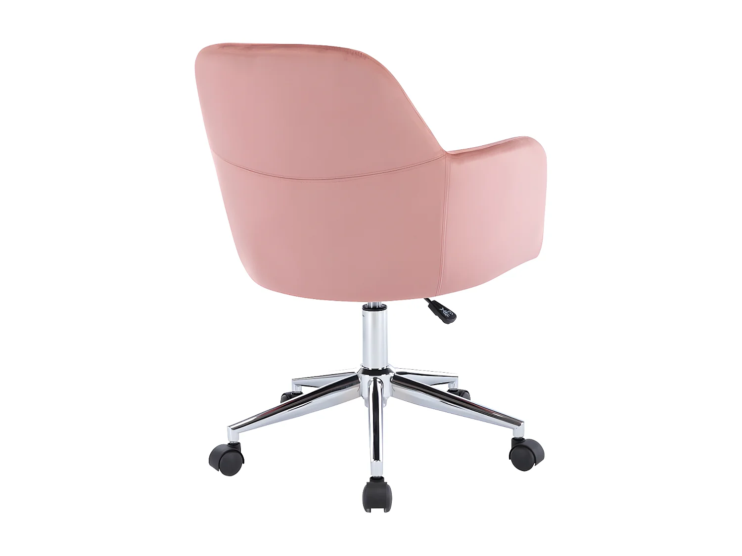 Chaise de bureau - Velours - Rose et argenté - Hauteur réglable - ELEANA