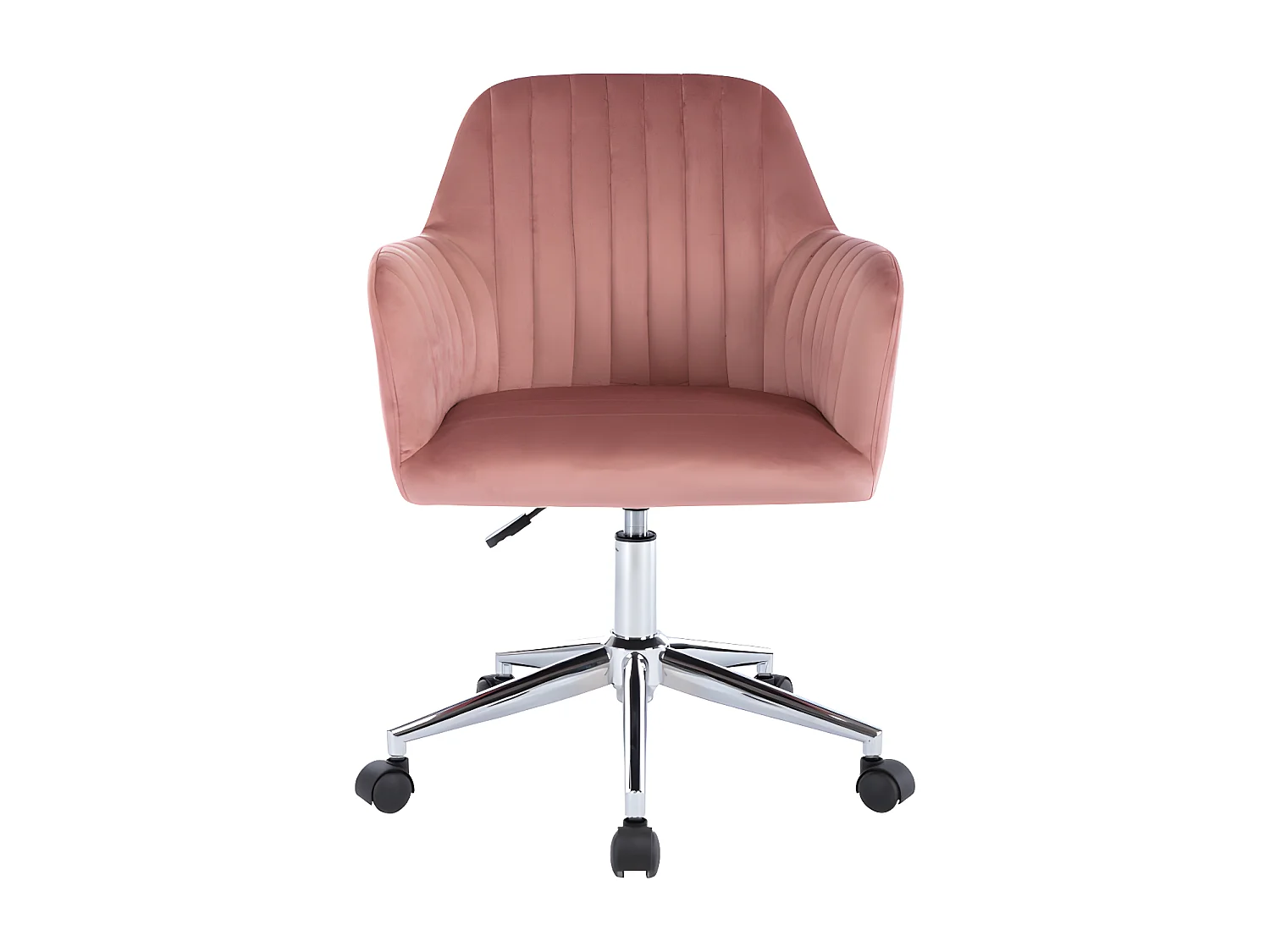 Chaise de bureau - Velours - Rose et argenté - Hauteur réglable - ELEANA