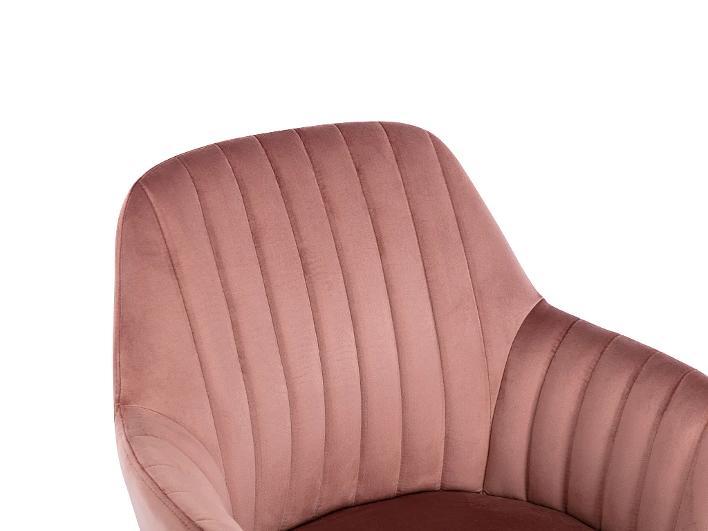 Chaise de bureau - Velours - Rose et argenté - Hauteur réglable - ELEANA
