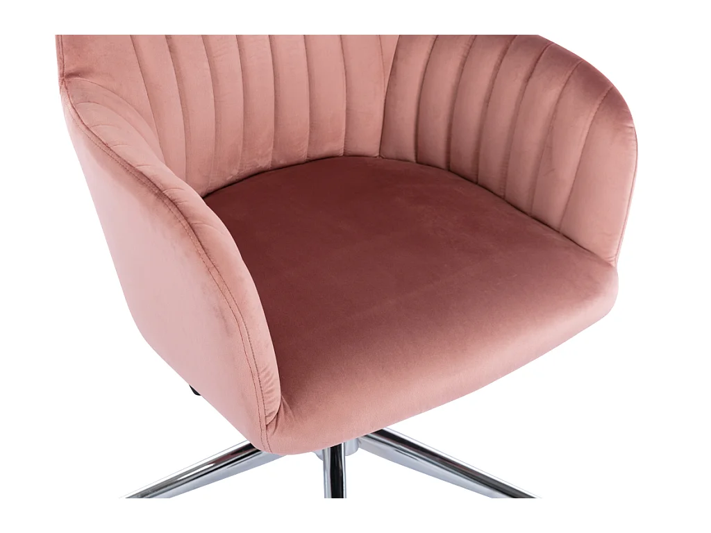 Bureaustoel - Fluweel - Roze - In hoogte verstelbaar - ELEANA