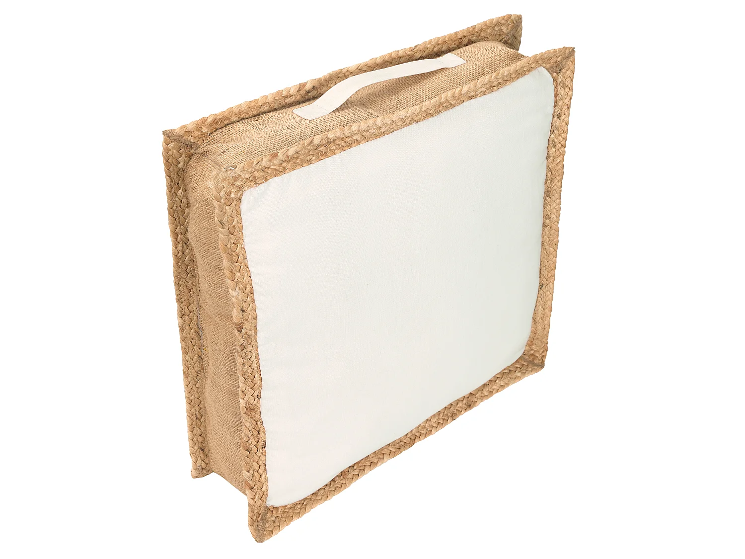 Coussin de sol en coton et jute - 45 x 45 cm - Blanc et naturel - PERUVIA