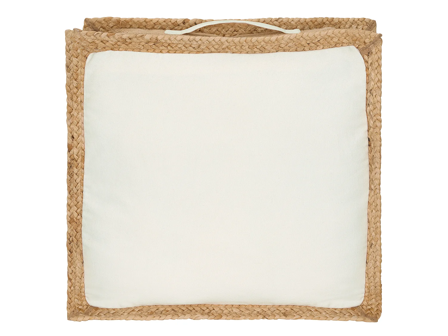 Coussin de sol en coton et jute - 45 x 45 cm - Blanc et naturel - PERUVIA