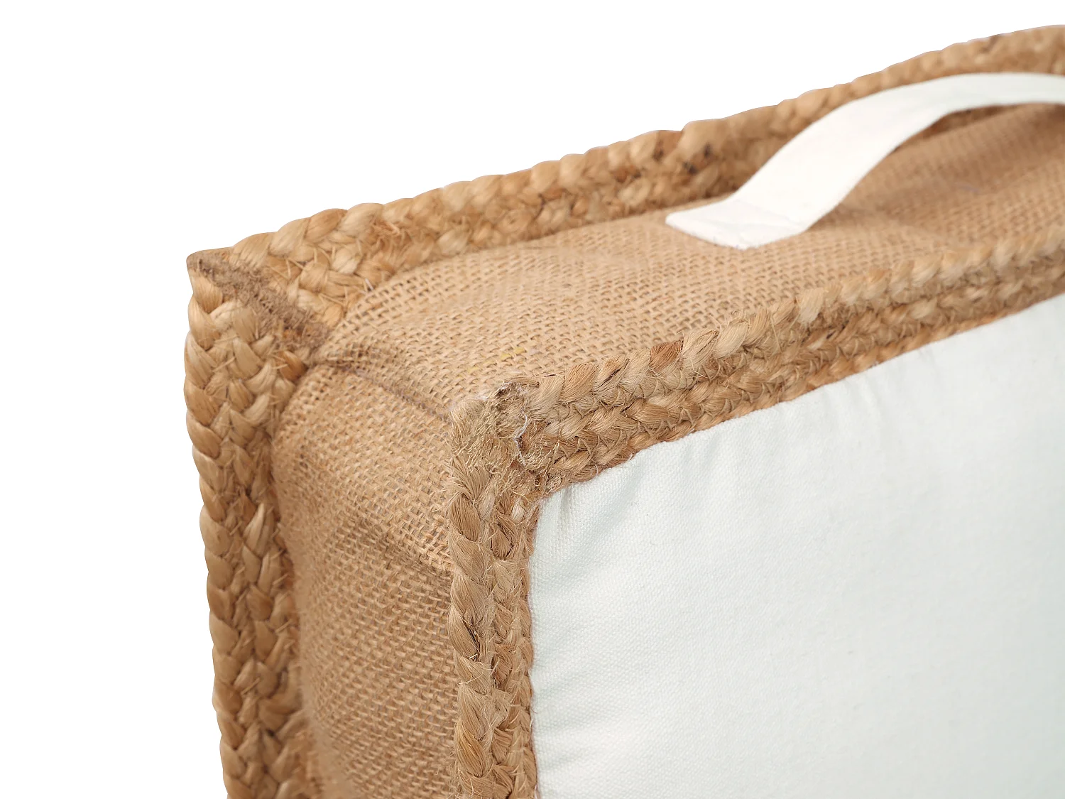Coussin de sol en coton et jute - 45 x 45 cm - Blanc et naturel - PERUVIA