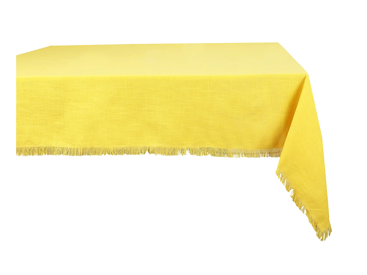 Nappe à franges en coton - 140 x 240 cm - Jaune - POLA