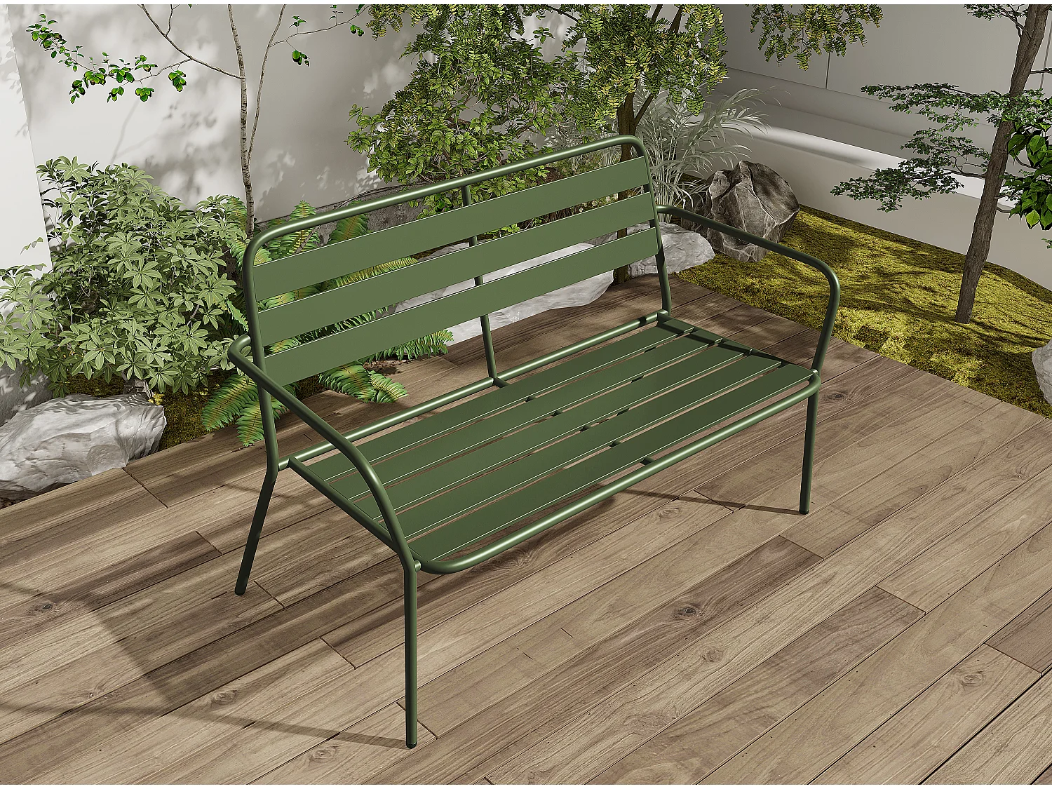 Gartenbank - Metall - Khaki - MIRMANDE von MYLIA