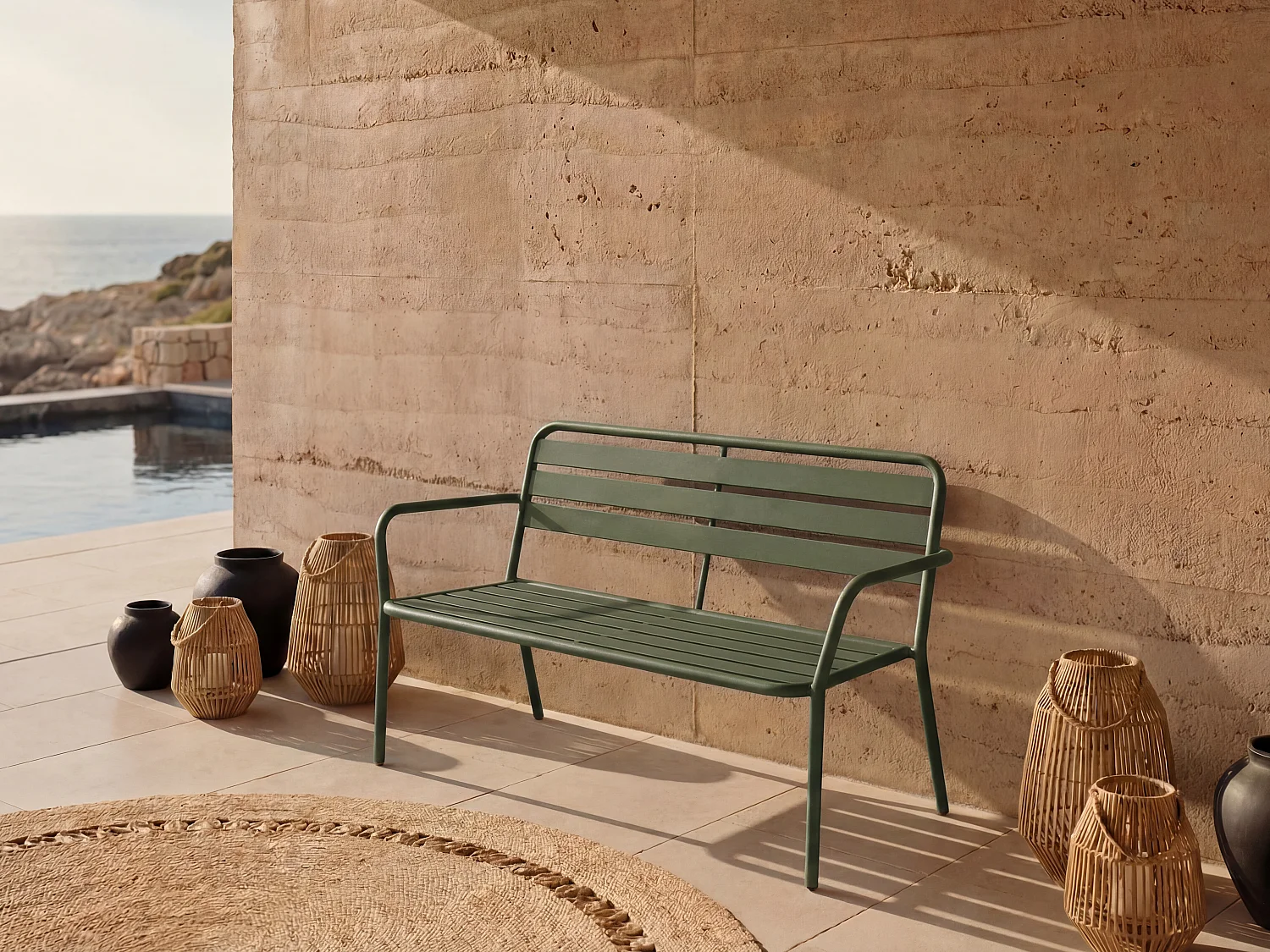 Banc de jardin en métal - Kaki - MIRMANDE de MYLIA