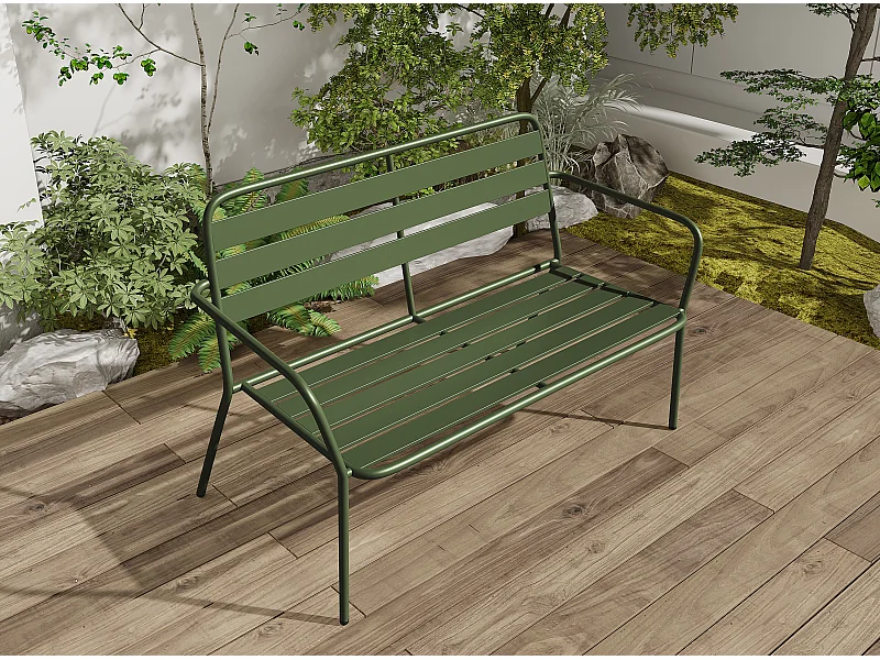 Banco de jardim em metal caqui - MIRMANDE