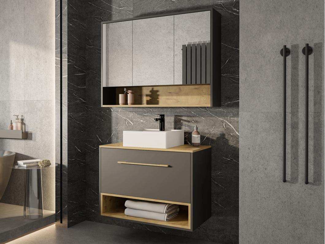 Mueble de baño suspendido antracita - 80 cm - YANGRA