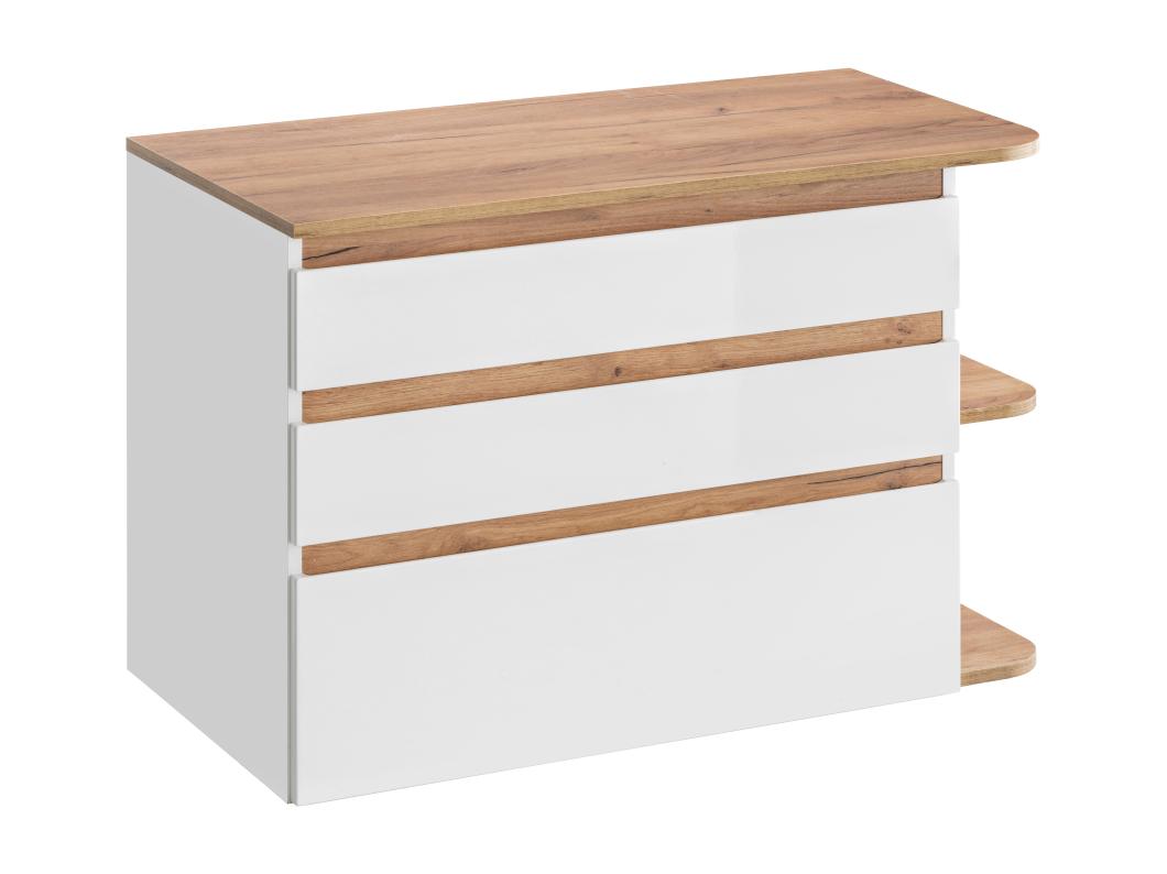 Mueble de baño suspendido - Color natural claro y blanco 96 cm - ANIDA