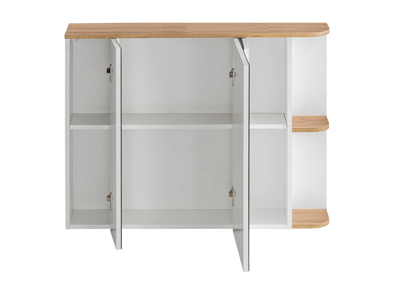 Armoire murale de salle de bain avec miroirs - Coloris naturel clair et blanc - 94 cm - ANIDA