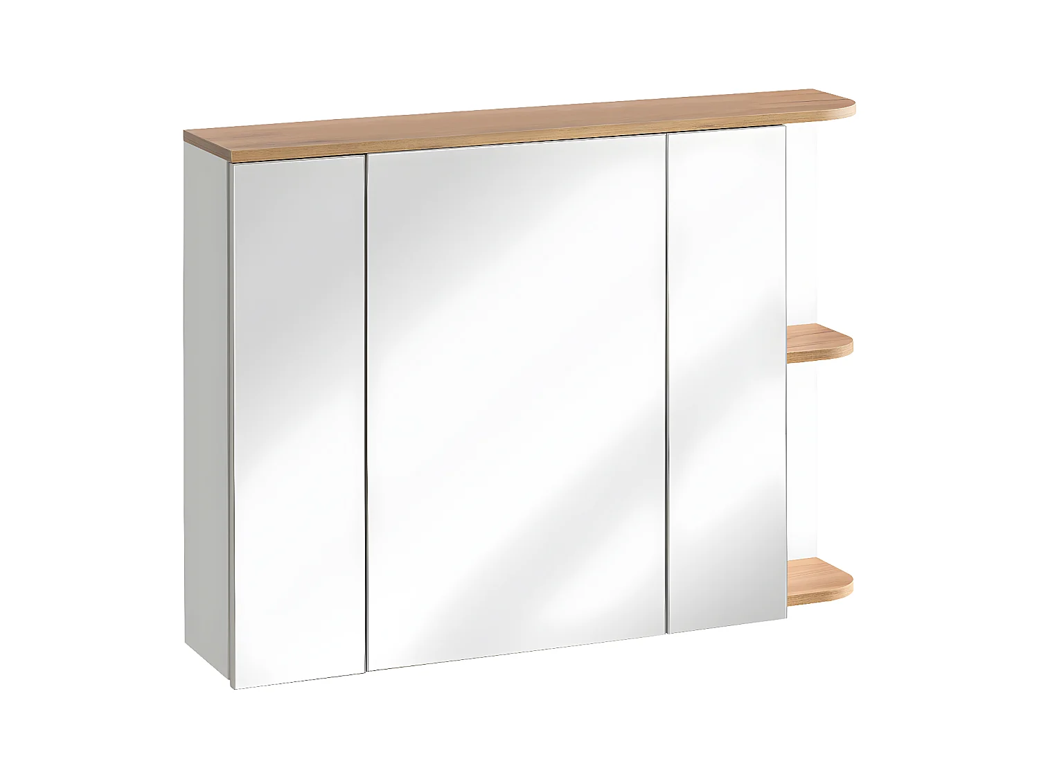 Armario de pared para el cuarto de baño con espejos - Color natural claro y blanco 94 cm - ANIDA