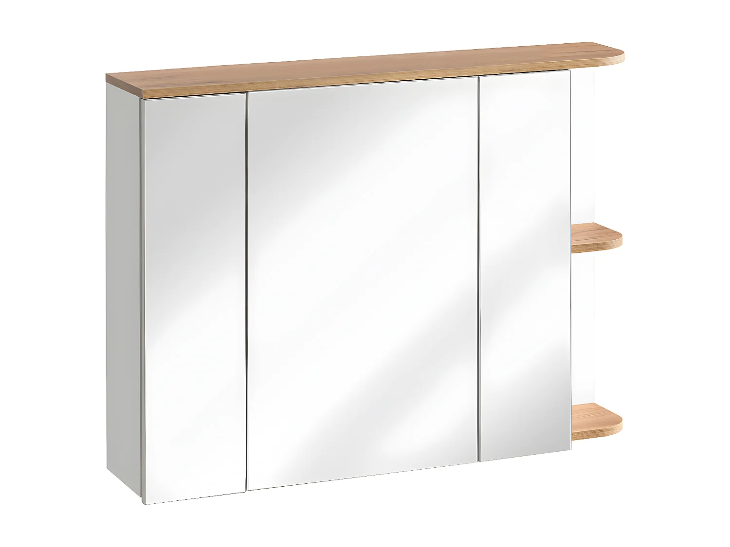 Badezimmer Hängeschrank mit Spiegel - B. 94 cm - Helle Naturfarben & Weiß - ANIDA