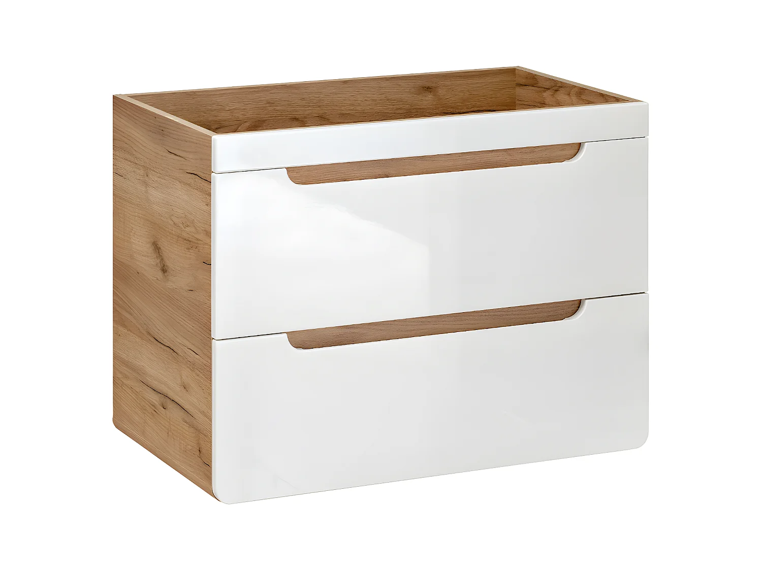 Ophængt vaskeskabinet i naturfarvet og hvidt - 80 cm - ARUBA