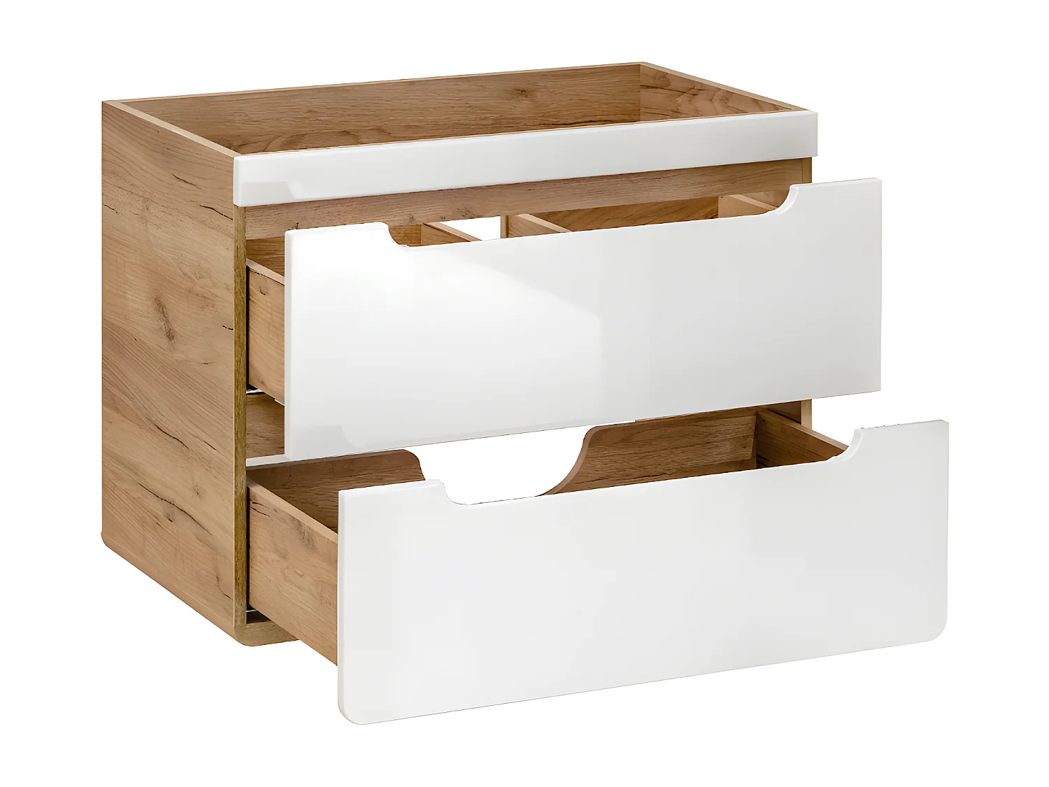 Mueble de baño suspendido color natural y blanco 80 cm - ARUBA