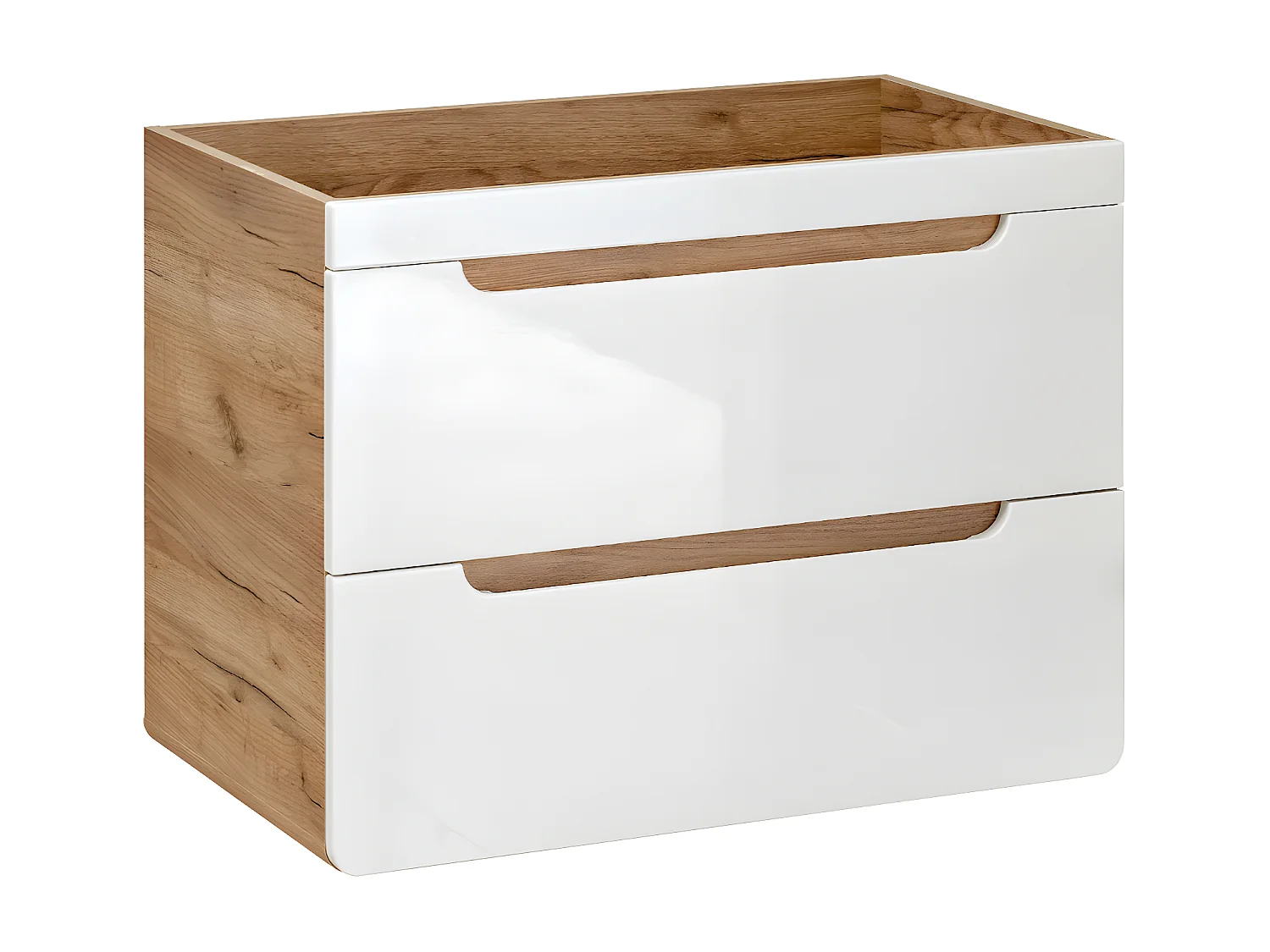 Mobile sotto lavabo sospeso 80 cm Naturale e Bianco - ARUBA