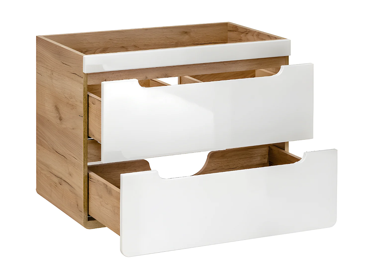 Mobile sotto lavabo sospeso 80 cm Naturale e Bianco - ARUBA