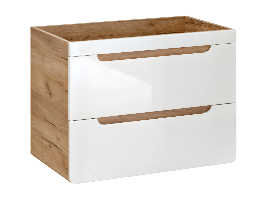 Meuble sous vasque suspendu coloris naturel et blanc - 80 cm - ARUBA