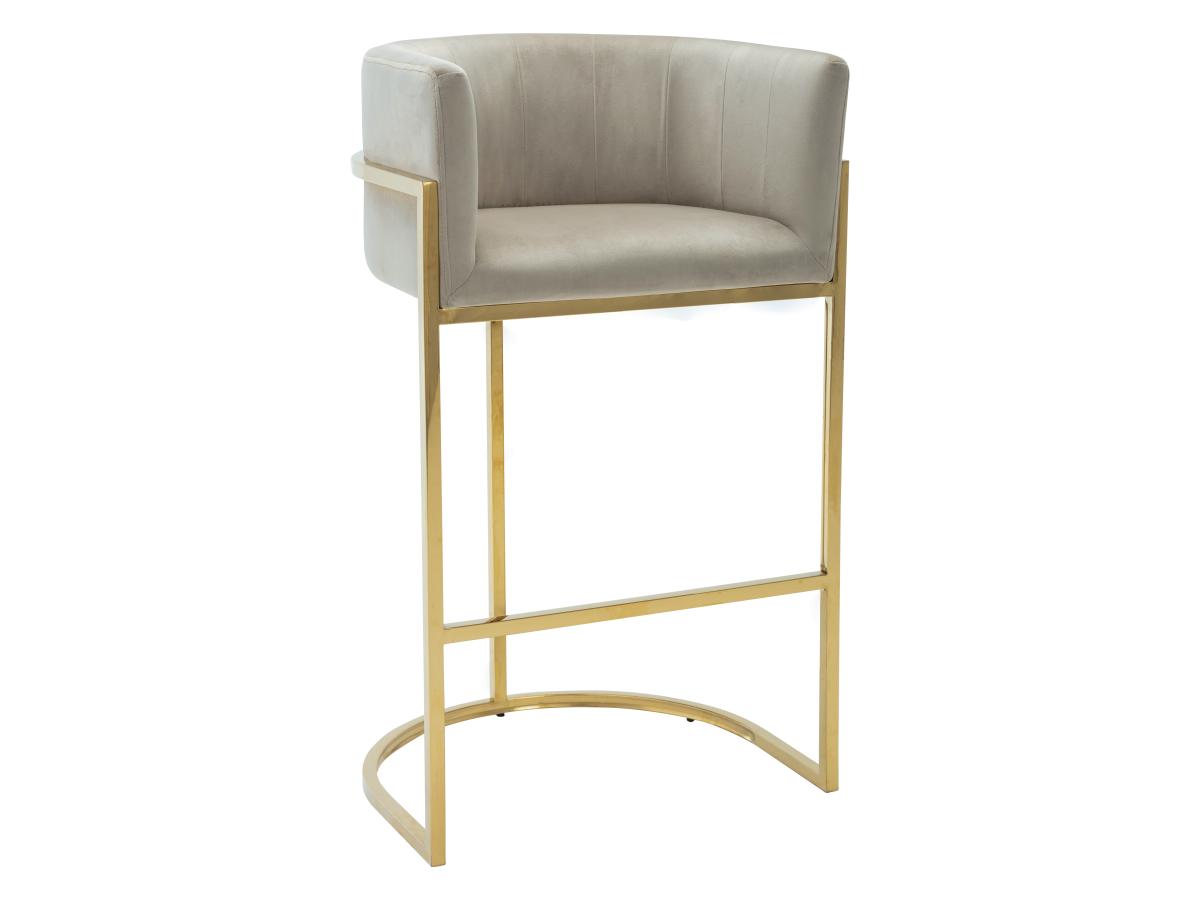 Barhocker - Samt & Edelstahl - Beige & Gold - PERIA von Pascal MORABITO günstig online kaufen