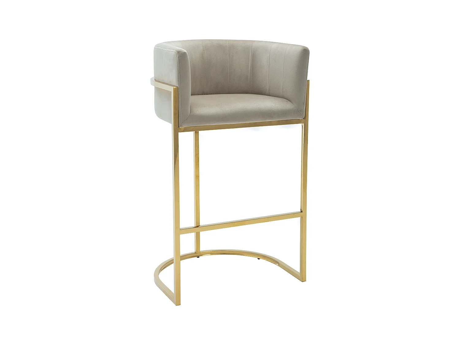 Tabouret de bar en velours et acier inoxydable - Beige et doré - PERIA de Pascal MORABITO