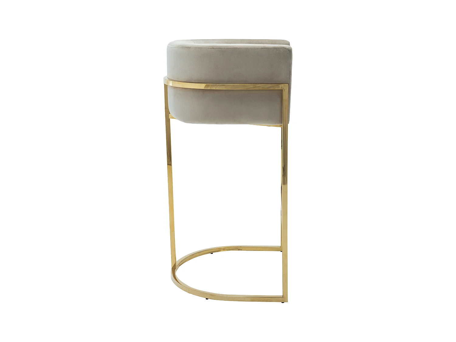 Tabouret de bar en velours et acier inoxydable - Beige et doré - PERIA de Pascal MORABITO
