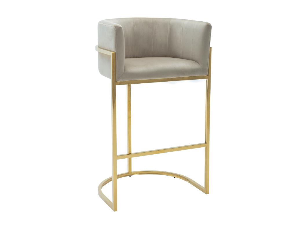 Barhocker - Samt & Edelstahl - Beige & Gold - PERIA von Pascal MORABITO