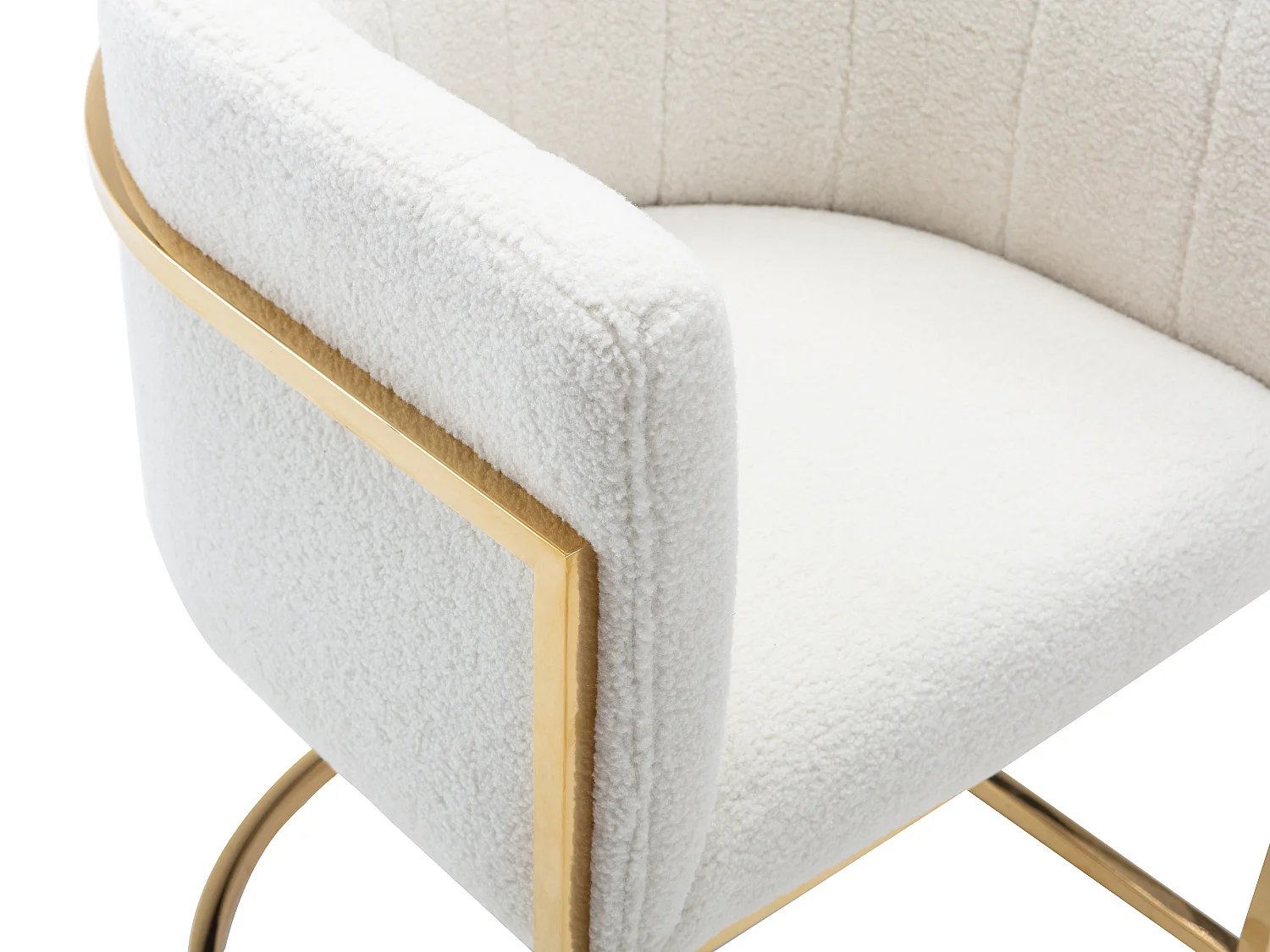 Stuhl mit Armlehnen - Bouclé-Stoff & Metall - Weiß & Goldfarben - PERIA von Pascal MORABITO