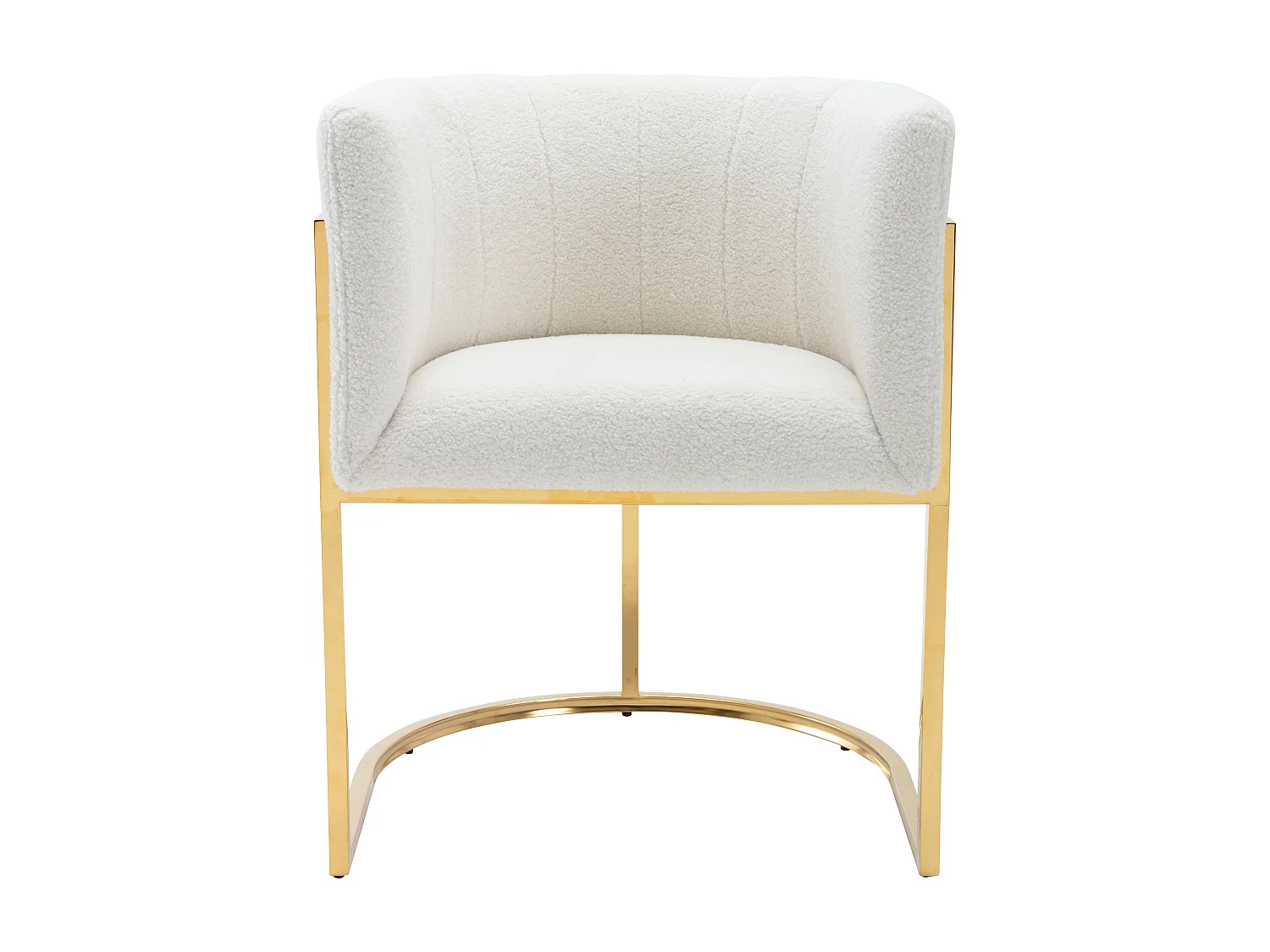 Stuhl mit Armlehnen - Bouclé-Stoff & Metall - Weiß & Goldfarben - PERIA von Pascal MORABITO