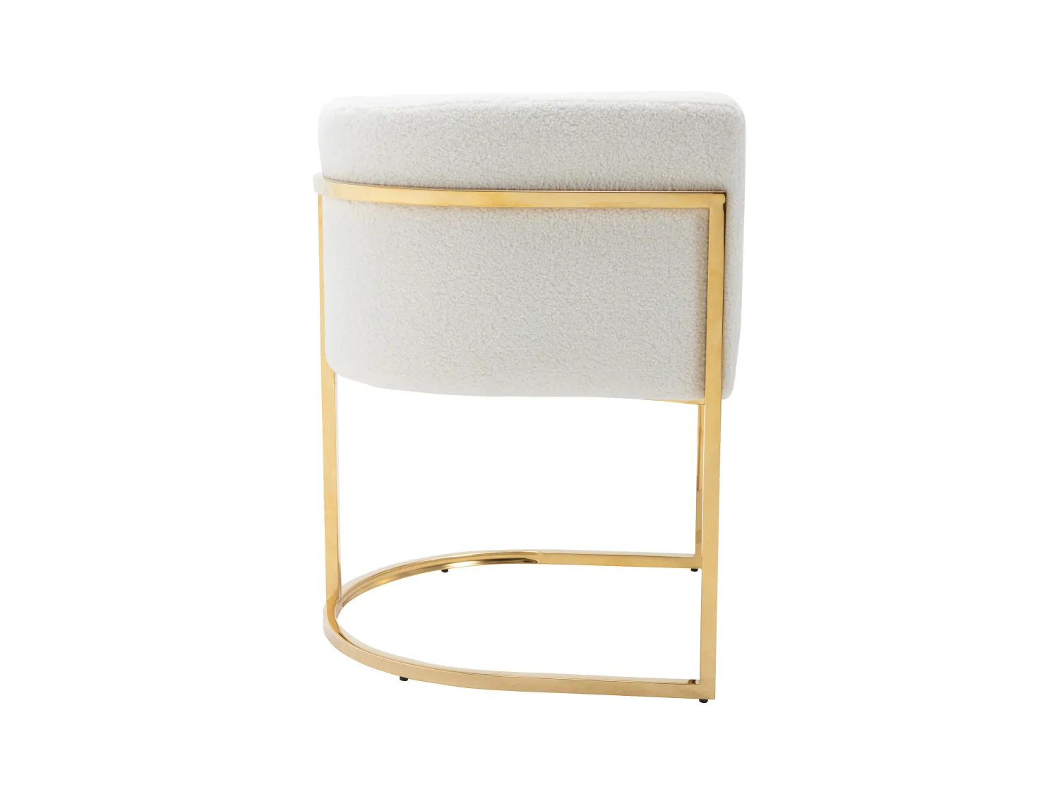 Silla con brazos - Tela bouclette y acero inoxidable - Blanco y dorado - PERIA de Pascal MORABITO