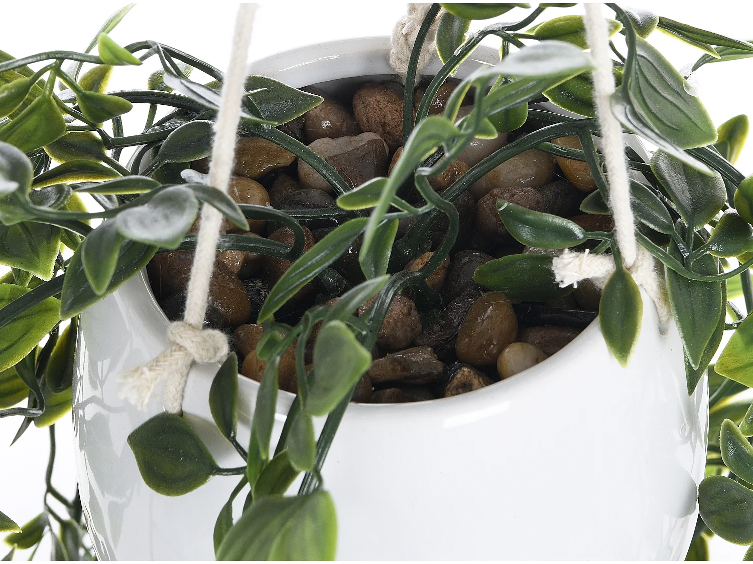 Plante artificielle tombante avec pot en céramique - H.70 x L.20 cm - vert - BAHIANA