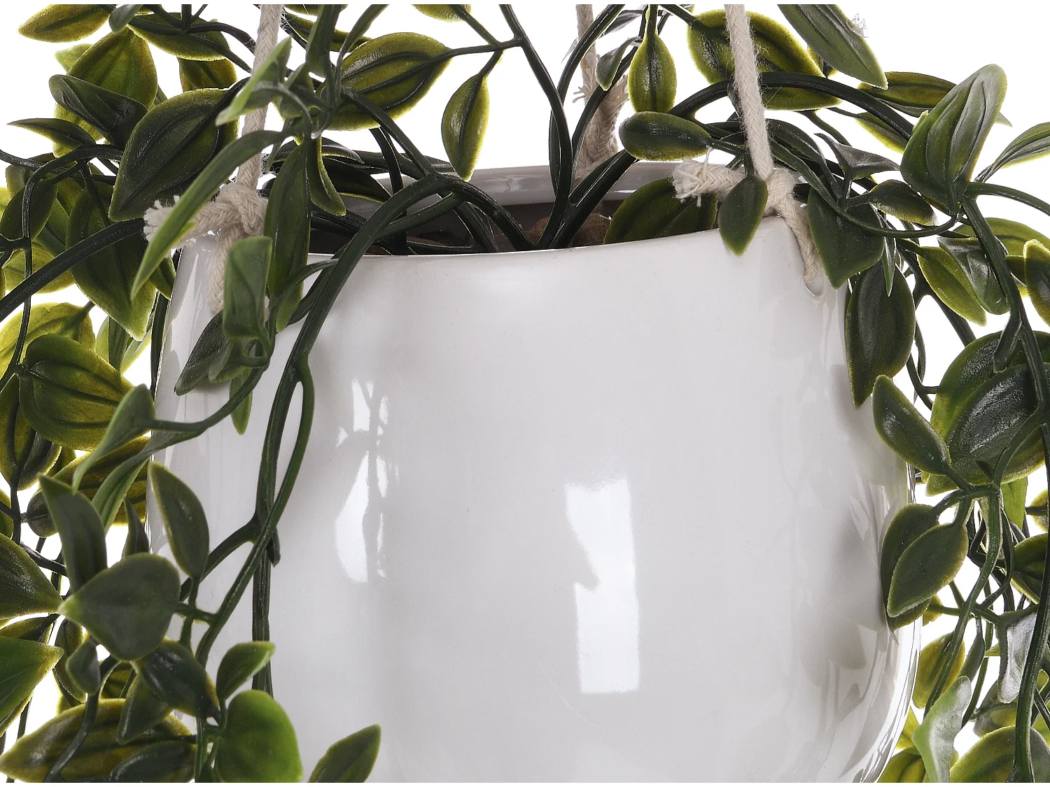 Plante artificielle tombante avec pot en céramique - H.70 x L.20 cm - vert - BAHIANA