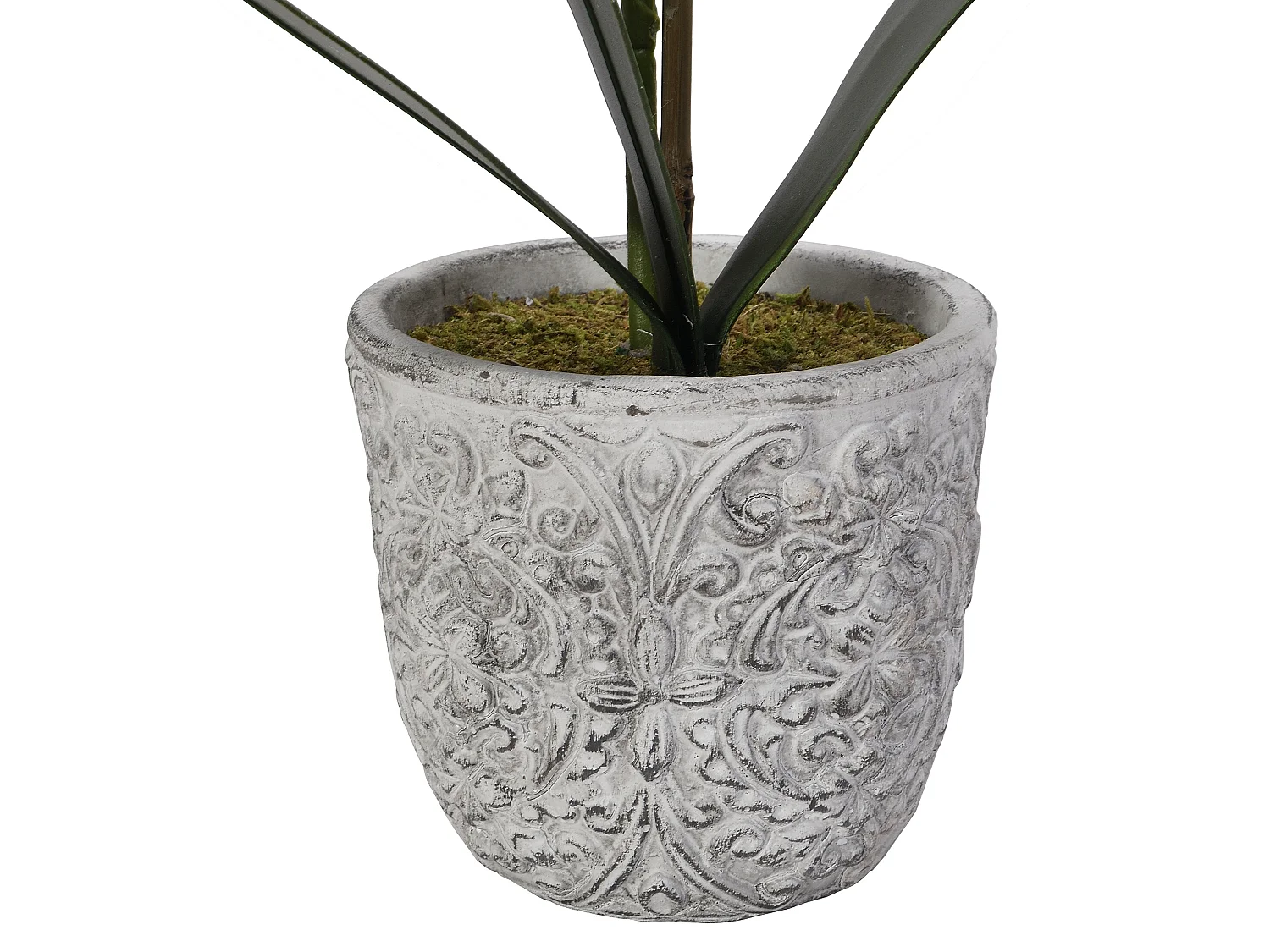 Pianta artificiale orchidea H.60 con vaso in Cemento Bianco - FLORA