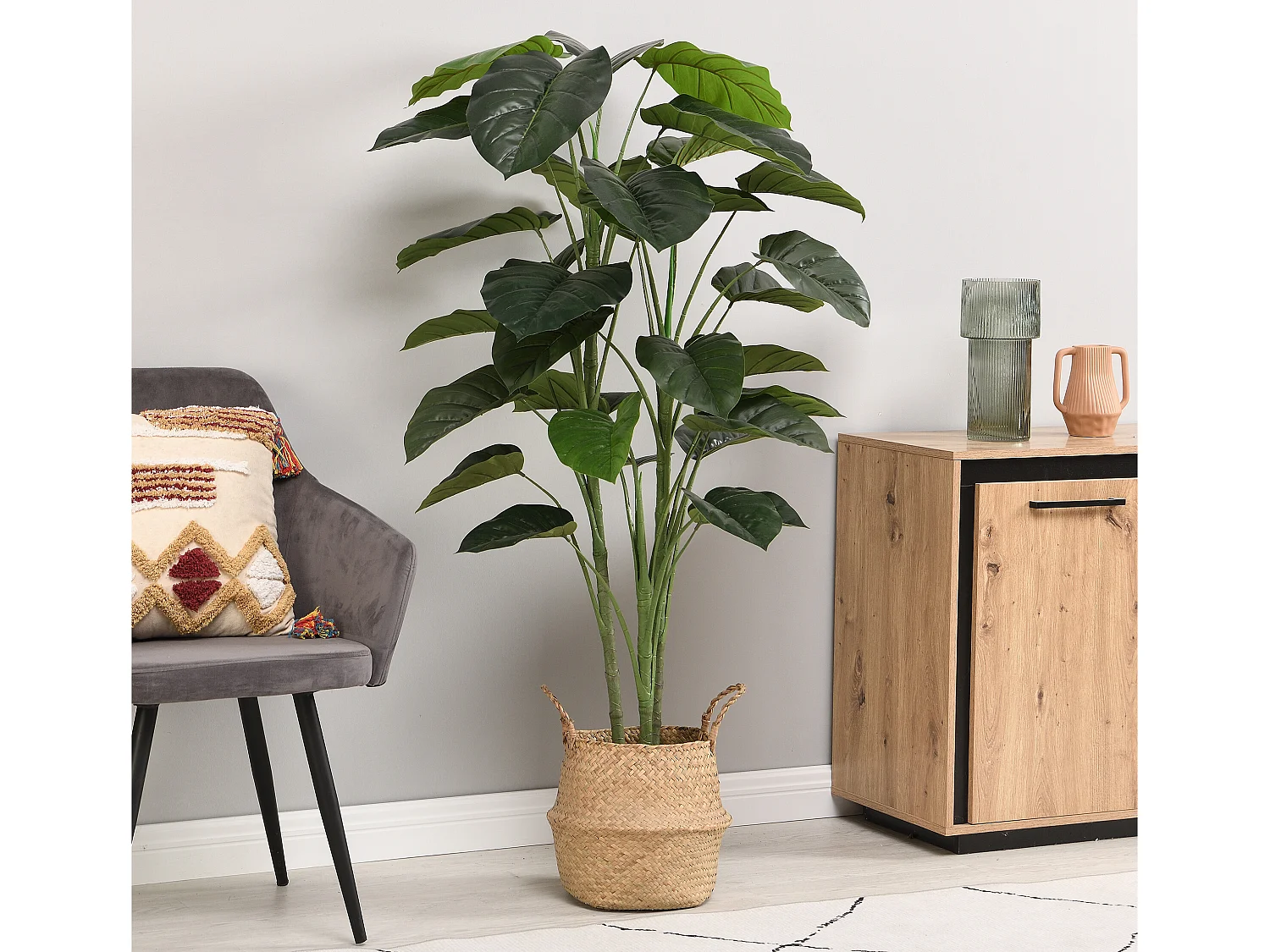 Árbol artificial de taro con maceta - Alt. 160 - Verde - BAJA