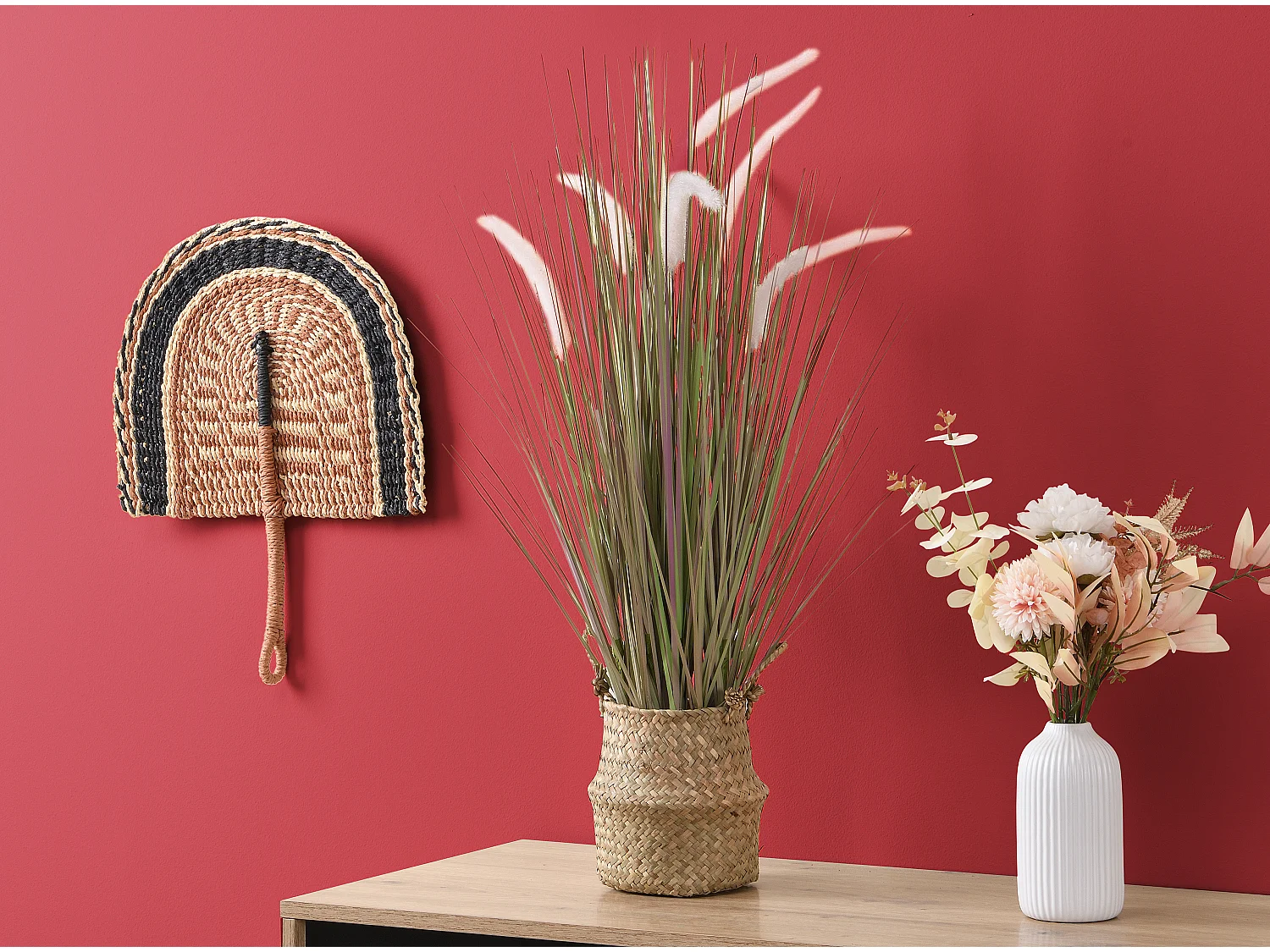 Plante graminée artificielle avec pot tissé - H.80 - BEGURA