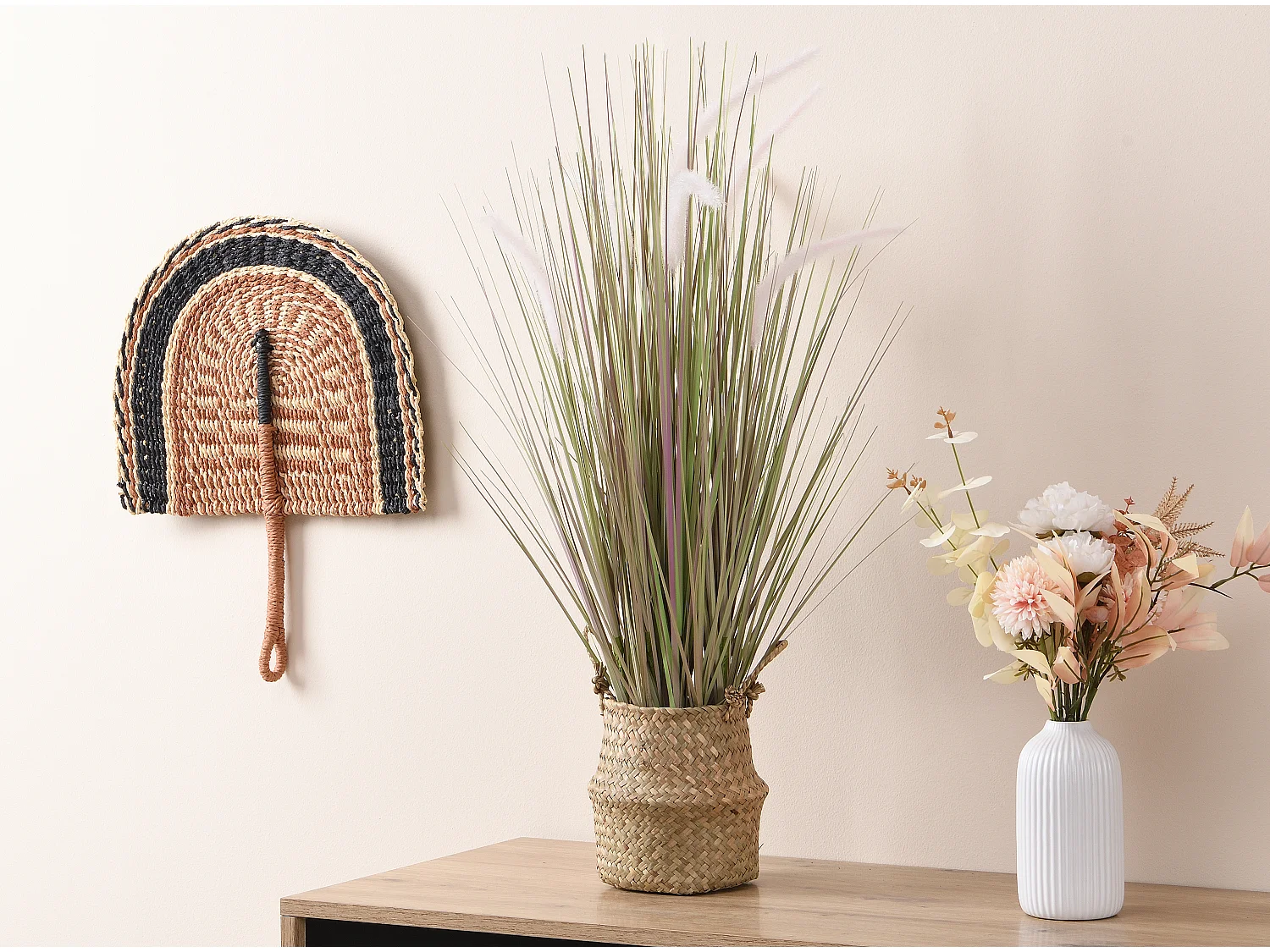 Plante graminée artificielle avec pot tissé - H.80 - BEGURA