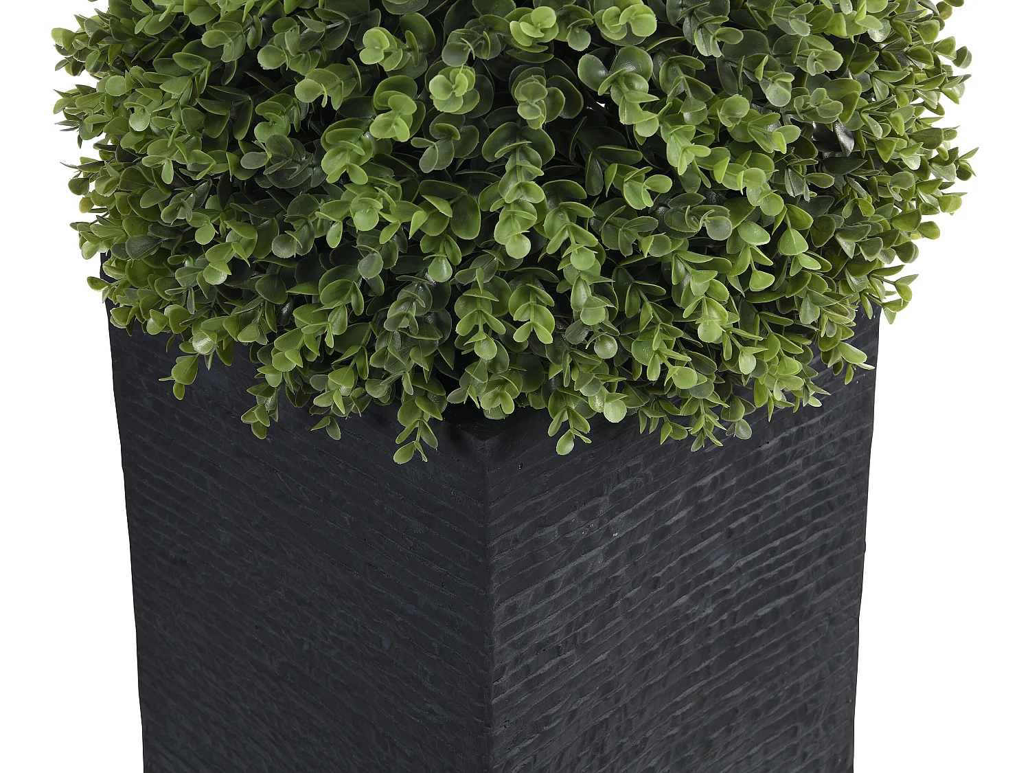 Ronde kunstbuxus met pot - H66 x D40 cm - Groen - DIAVA
