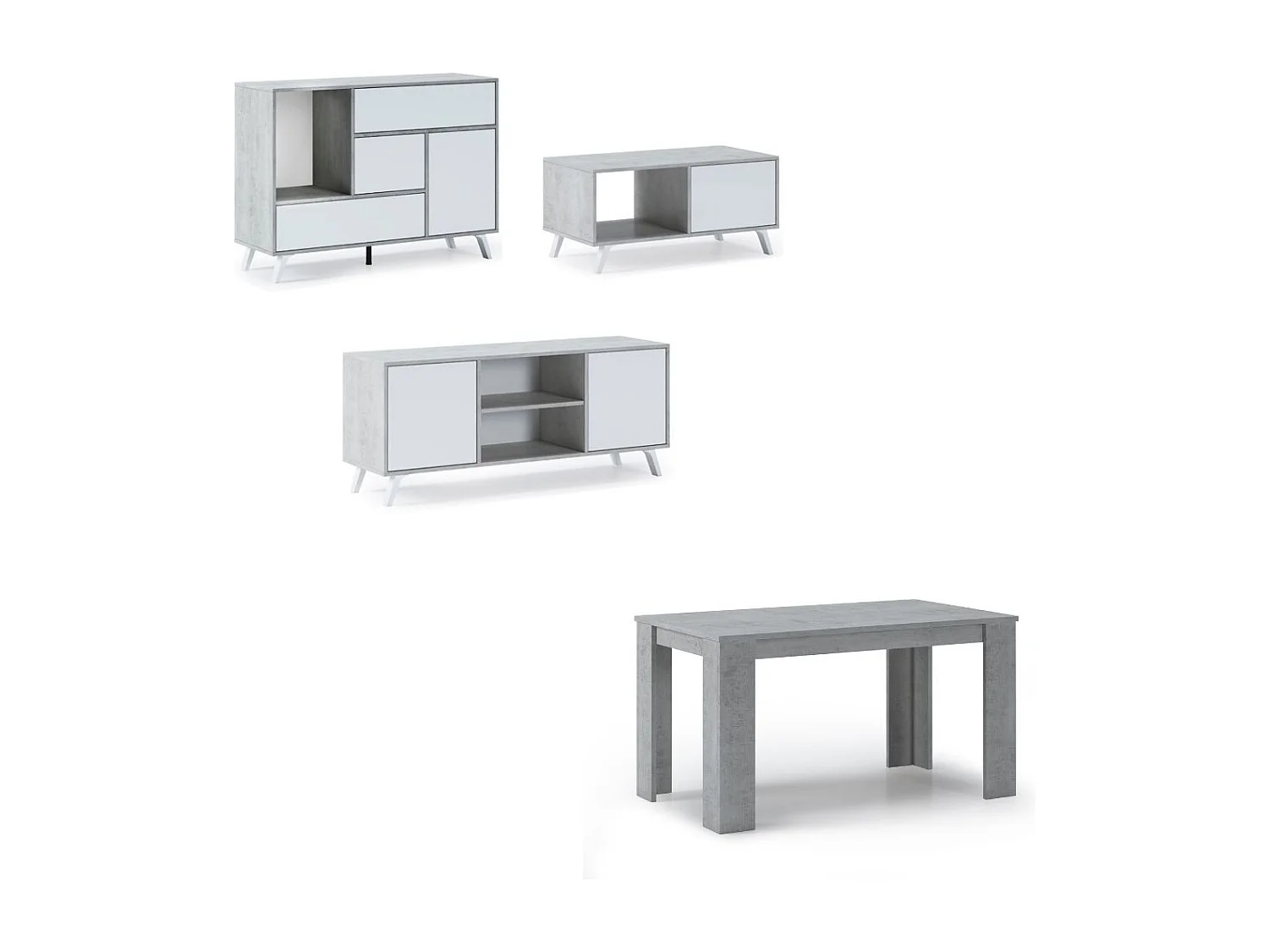 Ensemble Wind, Buffet-Meuble TV-Table centrale-Table fixe Couleur ...