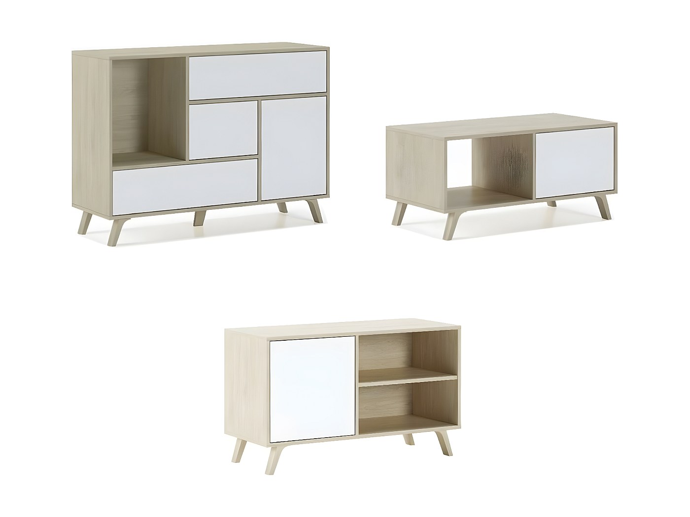 Ensemble Wind, Buffet-Meuble tv100-Table basse, Structure couleur Chêne ...