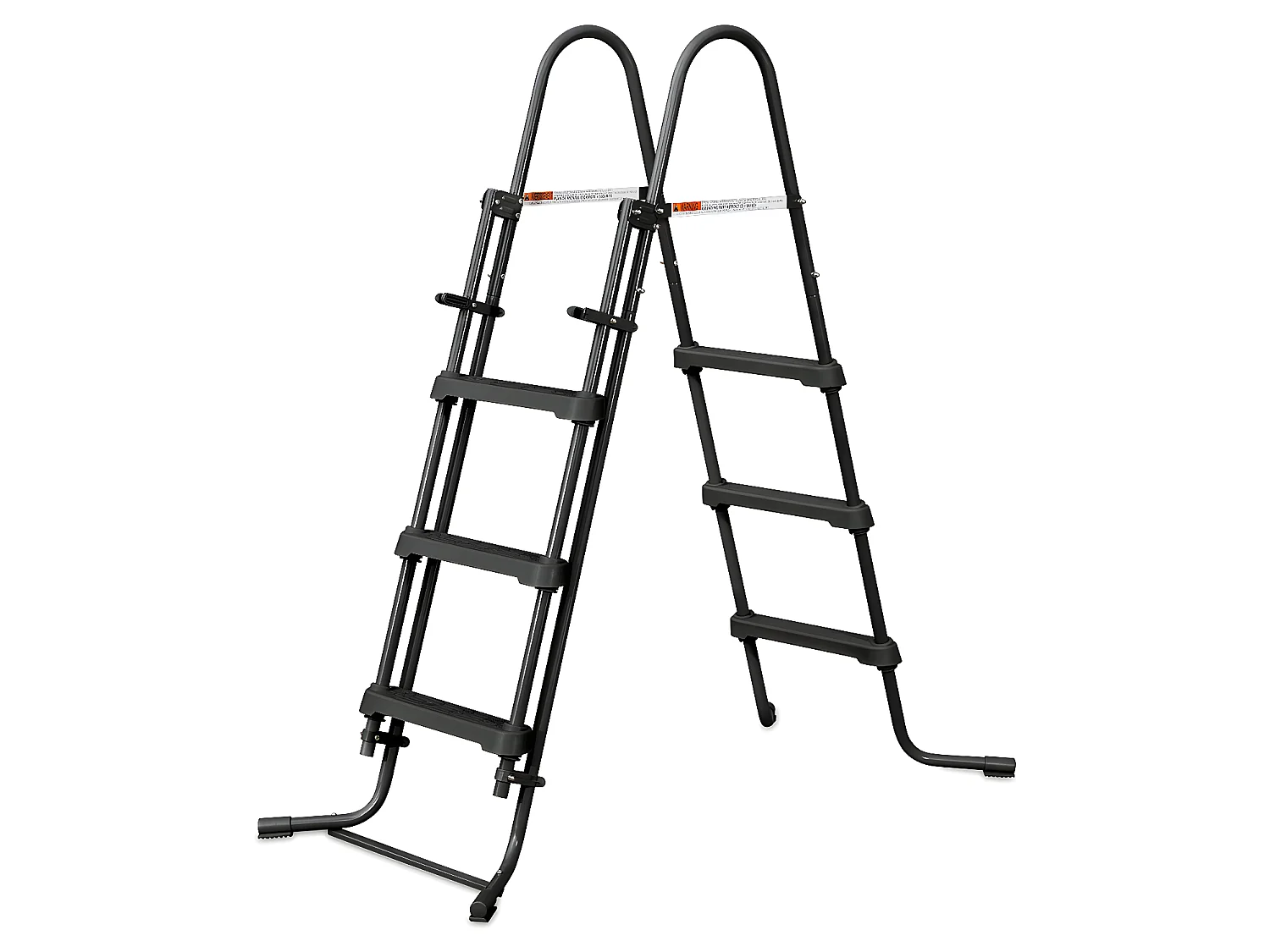 Piscine tubulaire ovale effet chevrons gris foncé avec pompe filtrante à cartouche - L424 x P250 x H100 cm - SALAMANQUE