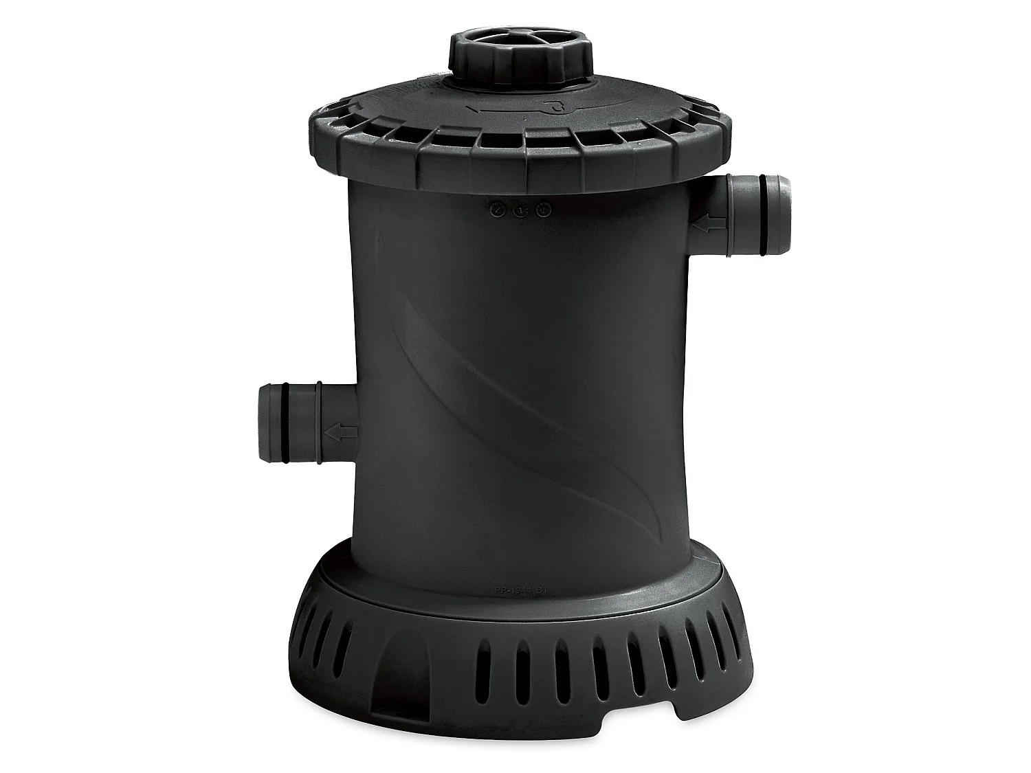 Piscine tubulaire ovale effet chevrons gris foncé avec pompe filtrante à cartouche - L424 x P250 x H100 cm - SALAMANQUE