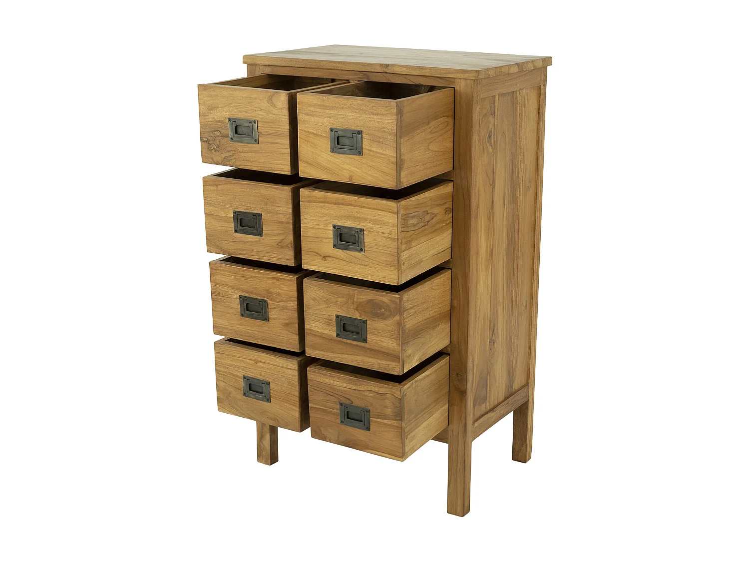 Commode 8 tiroirs - Teck - Coloris : Naturel - LUMIDI