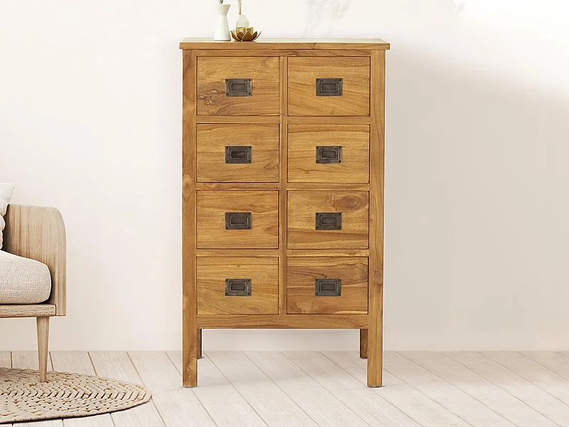 Comò 8 cassetti Teak Naturale - LUMIDI